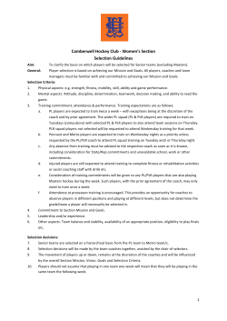 CHCW Selection Guidelines March 2017