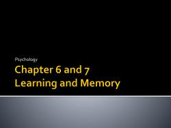 Chapter 6 and 7 Learning and Memory