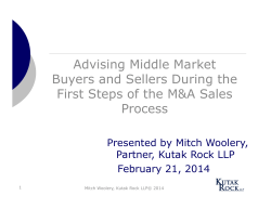 Advising Middle Market Buyers and Sellers During the