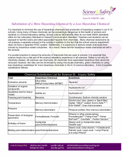 Substitution of a More Hazardous Chemical by a Less Hazardous
