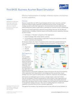 First BASE Business Acumen Board Simulation