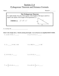 Pythagorean Theorem and Distance Formula