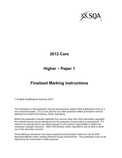 2012 Care Higher &ndash; Paper 1 Finalised Marking Instructions
