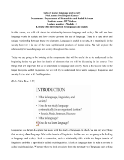 language and society Prof. name: Prof.Rajesh Kumar Department