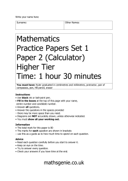 Mathematics Practice Papers Set 1 Paper 2 (Calculator) Higher Tier
