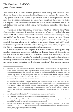The Merchants of MOOCs James Grimmelmann