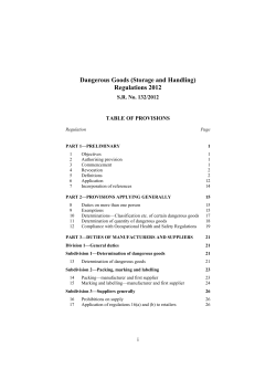 Dangerous Goods (Storage and Handling) Regulations 2012