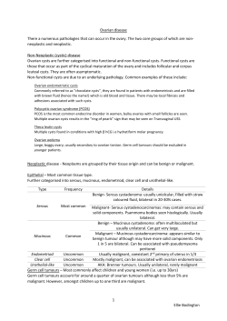 1 Ellie Bodington Ovarian disease There a numerous pathologies