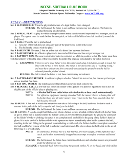 nccsfl softball rule book - North Counties Christian Sports Fellowship