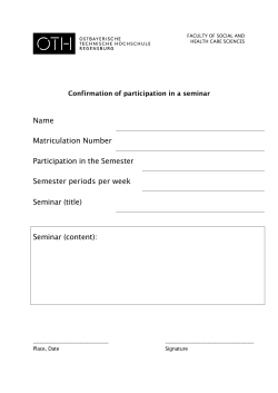 Name Matriculation Number Participation in the