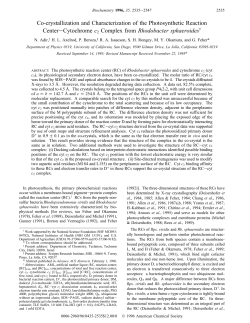 Co-crystallization and Characterization of the Photosynthetic