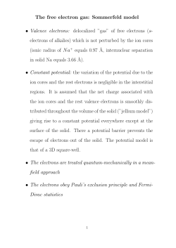 The free electron gas: Sommerfeld model &bull; Valence electrons