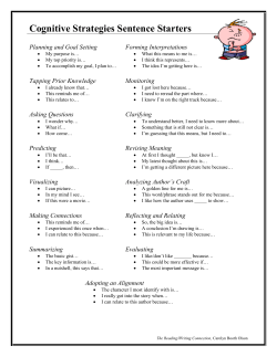 Cognitive Strategies Sentence Starters