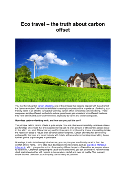 Eco travel &ndash; the truth about carbon offset