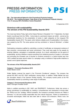 The winners of the PSI Sustainability Awards 2015