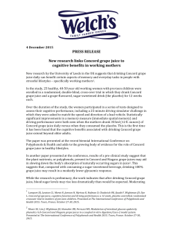 PRESS RELEASE New research links Concord grape juice to