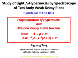 P12-10-001: Study of Light Hypernuclei by Pionic Decay at Jlab