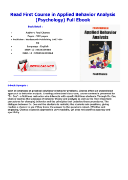 Read First Course in Applied Behavior Analysis