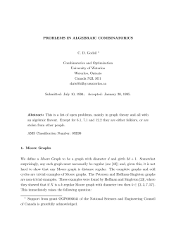 PROBLEMS IN ALGEBRAIC COMBINATORICS C. D. Godsil
