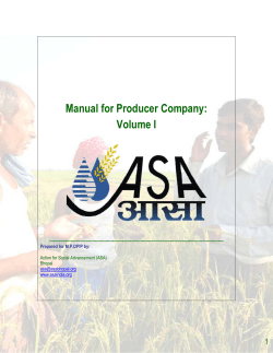 Manual for Producer Company: Volume I