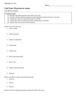 Unit Four: Electrons in Atoms