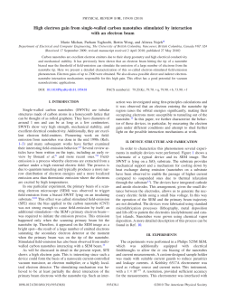 High electron gain from single-walled carbon nanotubes stimulated