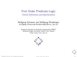 First Order Predicate Logic - Formal Definitions and Specifications