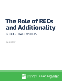 The Role of RECs and Additionality
