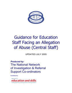 Guidance for Education Staff Facing an Allegation of Abuse
