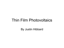 Thin Film Photovoltaics