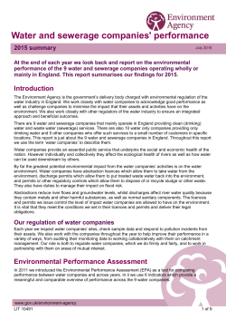 Environmental performance of the water and sewerage