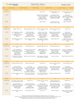 Monthly Menu - New Horizon Academy