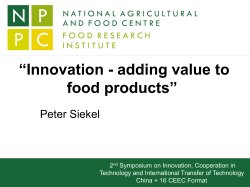 Innovation - adding value to food products