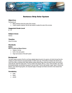 Sentence Strip Solar System Objectives Participants will: Make