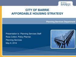 CITY OF BARRIE AFFORDABLE HOUSING STRATEGY