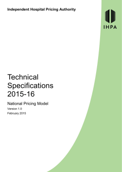 National pricing model technical specifications 2015-16