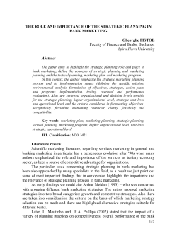 THE ROLE AND IMPORTANCE OF THE STRATEGIC