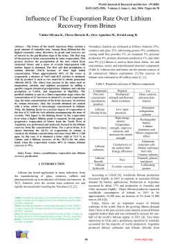 Influence of The Evaporation Rate Over Lithium Recovery From Brines