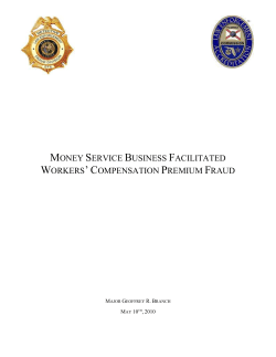 Money Service Business Facilitated Workers` Compensation