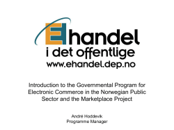 Programme and Marketplace presentation