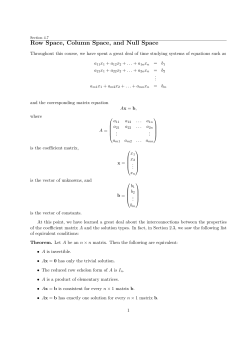Row Space, Column Space, and Null Space
