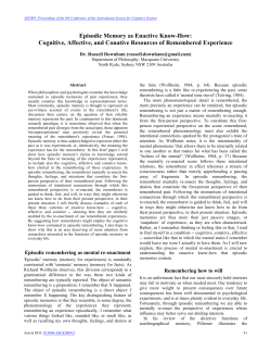 Episodic Memory as Enactive Know-How: Cognitive, Affective, and