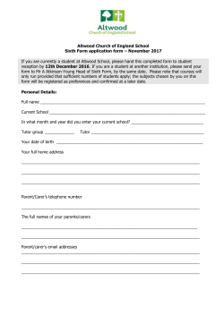 Sixth Form application form 2017