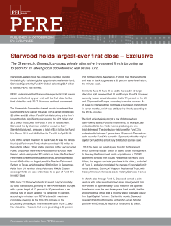 Starwood holds largest-ever first close &ndash; Exclusive