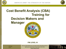 Cost Benefit Analysis (CBA) Training for Decision Makers and