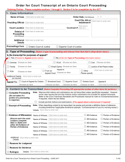 OrderForCourtTranscriptOntario - Authorized Court Transcriptionists