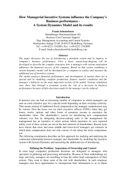 How Managerial Incentive Systems Influence the Company`s