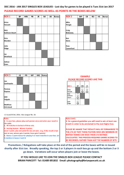 please record games scores as well as points in the boxes below
