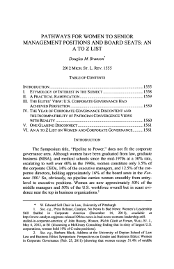 Pathways for Women to Senior Management Positions and Board