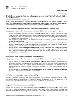 First Release One in three persons attended a live sport